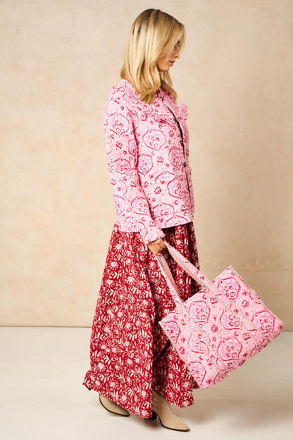 Reversible Cotton Quilted Floral Tote Bag