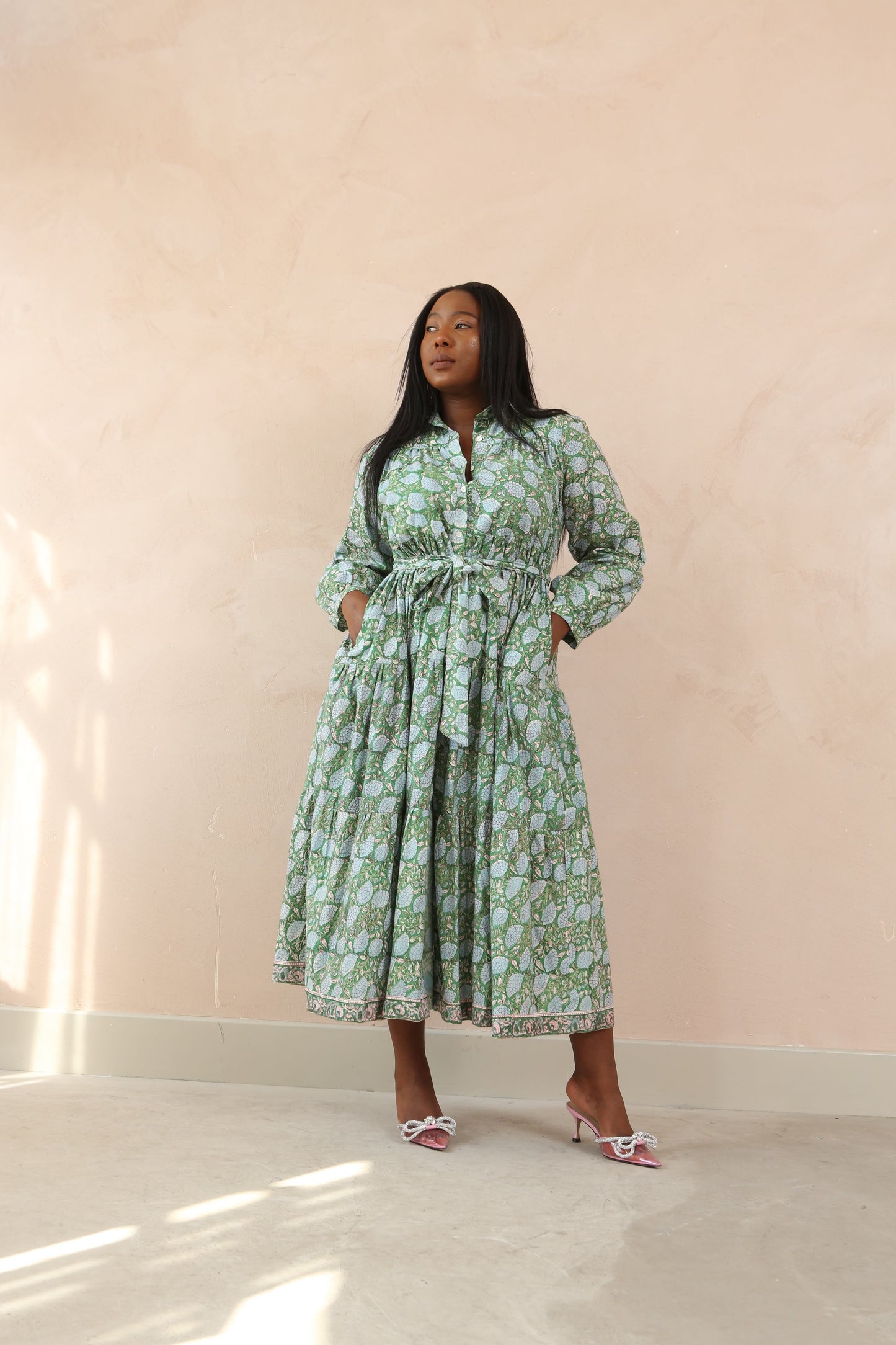 DF Cotton Maxi Dress Full Sleeves
