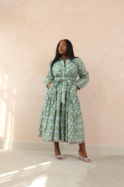 DF Cotton Maxi Dress Full Sleeves
