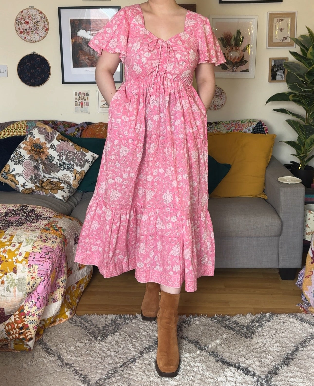 Shannon x DF Ruched Short Sleeved Dress