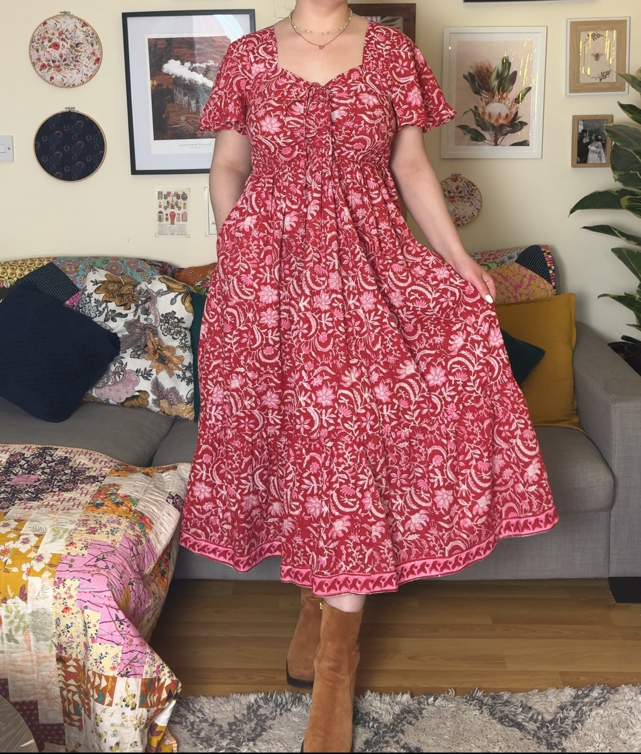 Shannon x DF Ruched Short Sleeved Dress
