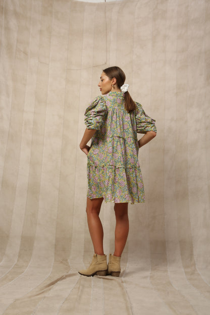 Jemima Ruffled Ruched Midi Dress