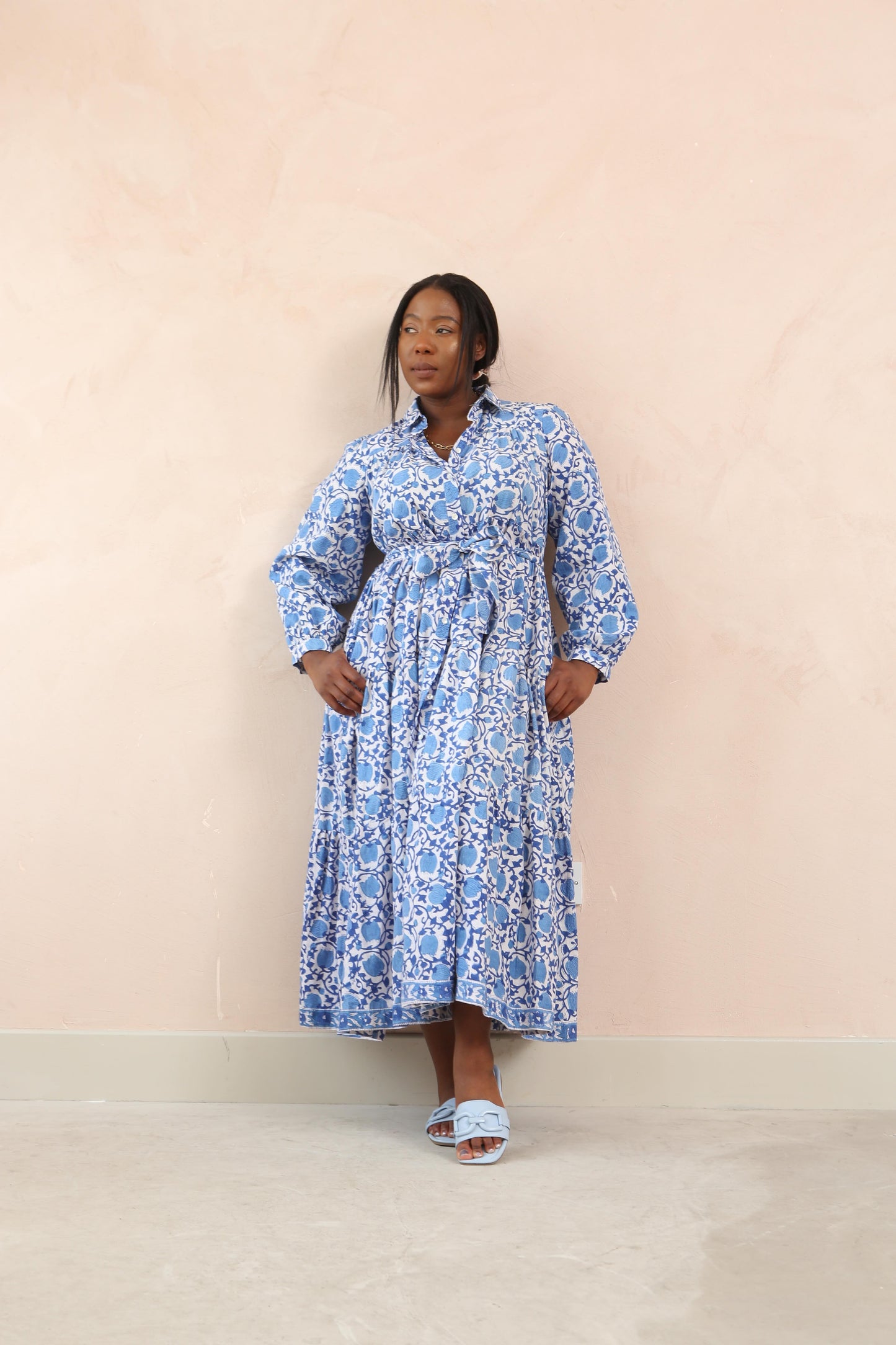 DF Cotton Maxi Dress Full Sleeves