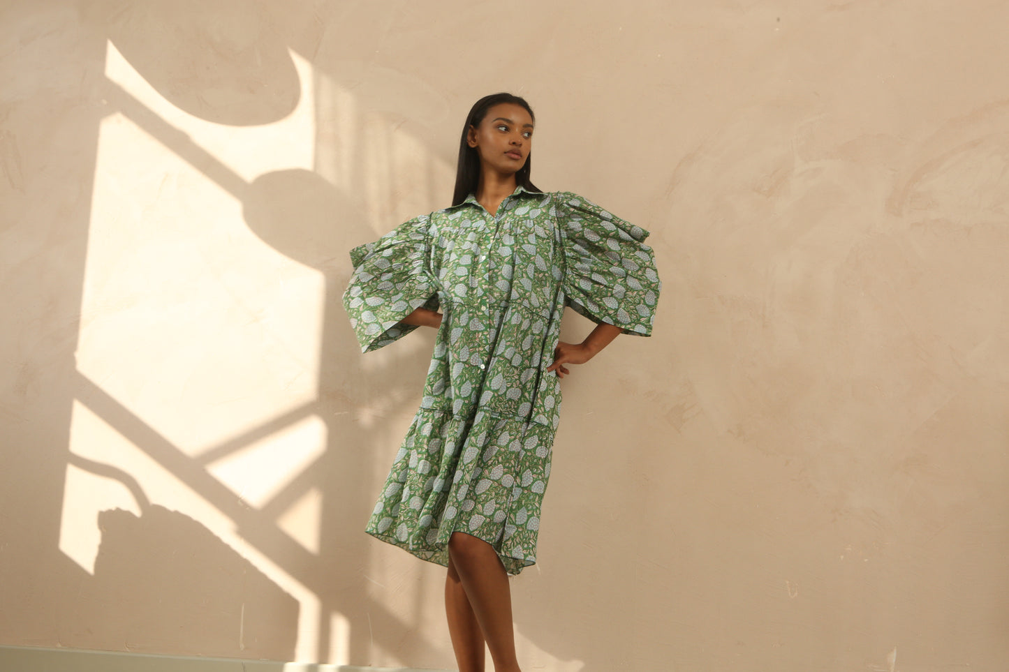 Rachel Ruffle Ruched Midi Dress