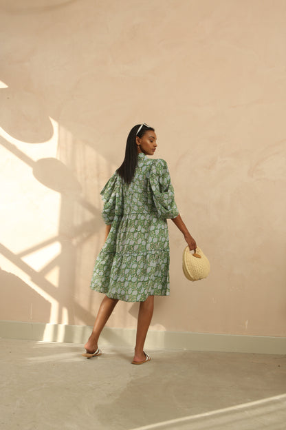 Rachel Ruffle Ruched Midi Dress