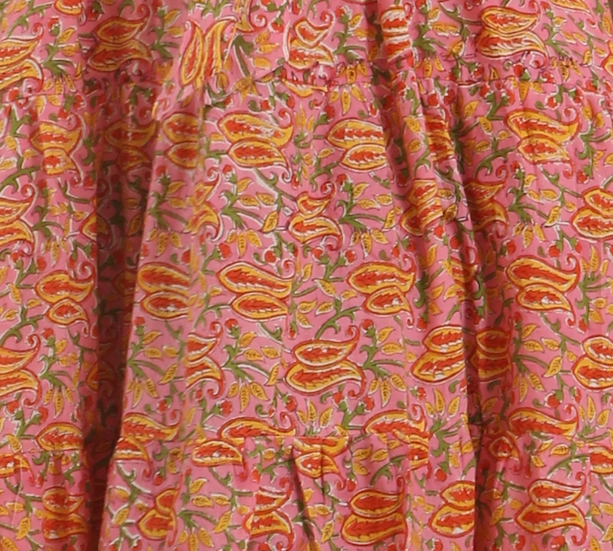 Printed Cotton Half Sleeve Collar Maxi Dress