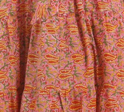 Printed Cotton Half Sleeve Collar Maxi Dress