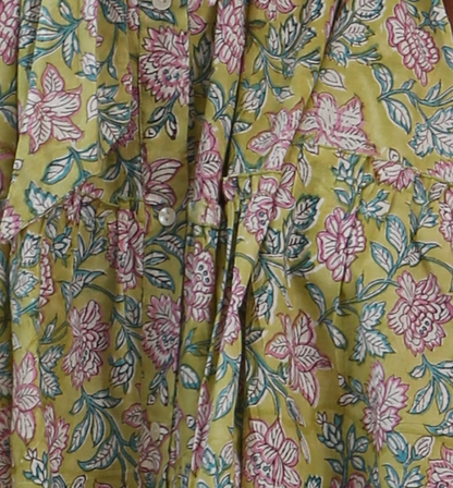 Printed Cotton Half Sleeve Collar Maxi Dress