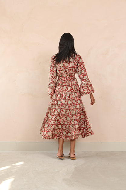 Tory Cotton Bell Sleeve Maxi Dress