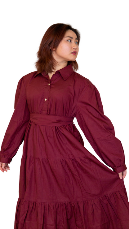 Mimi Cotton Maxi Dress With Full Sleeves