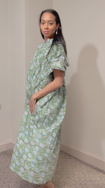 Diana Midi Smock Block Print Dress- Preorder