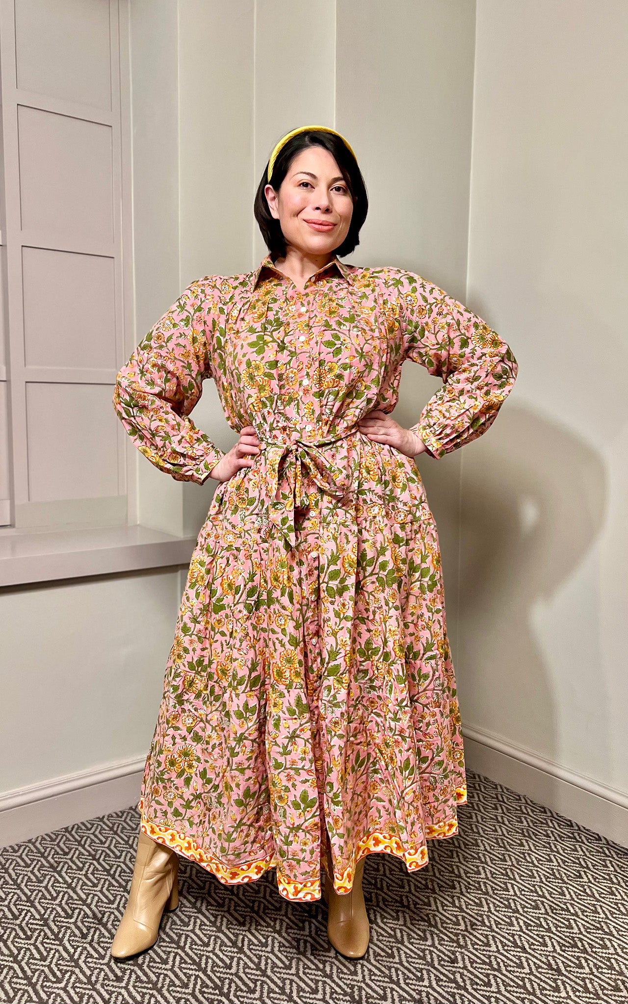 DF Cotton Maxi Dress Full Sleeves