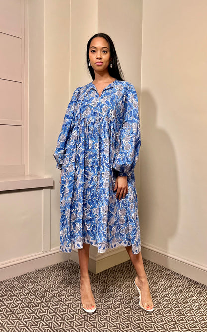 Camile Block Print Oversized Midi- Preorder