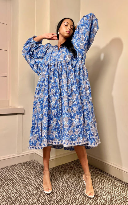 Camile Block Print Oversized Midi- Preorder