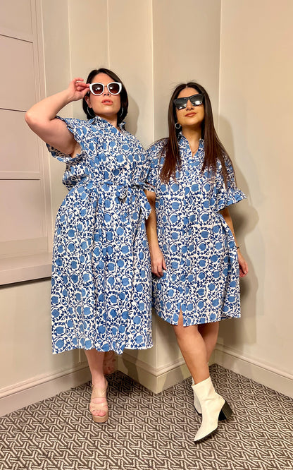 Mara Midi Smock Block Print Dress- Preorder