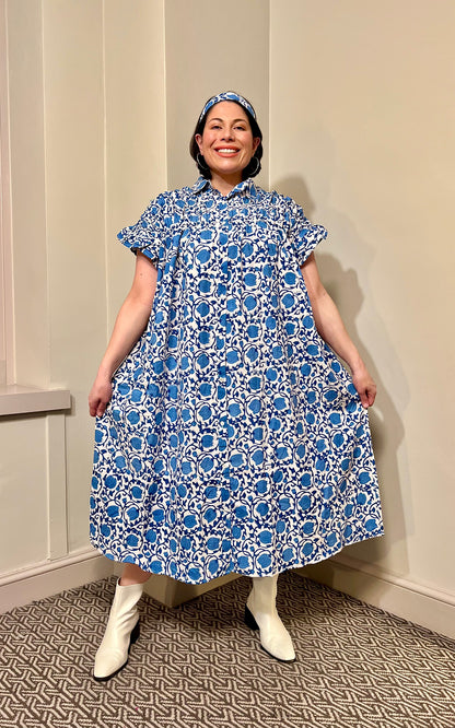 Mara Midi Smock Block Print Dress- Preorder