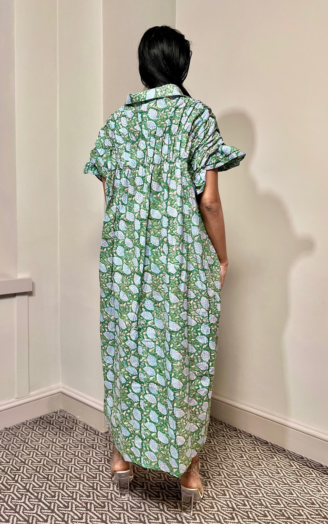 Diana Midi Smock Block Print Dress- Preorder