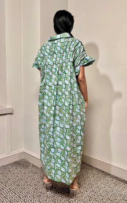 Diana Midi Smock Block Print Dress- Preorder