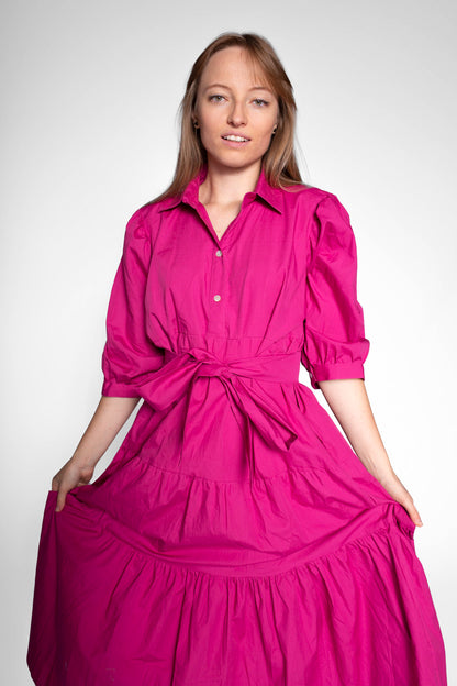 Mia Front Button Cotton- Poplin Maxi Dress