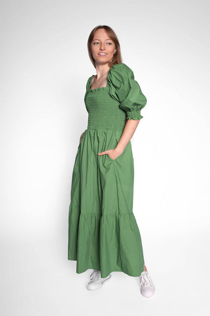 Olive Braless Wonder Maxi Dress With Sleeves