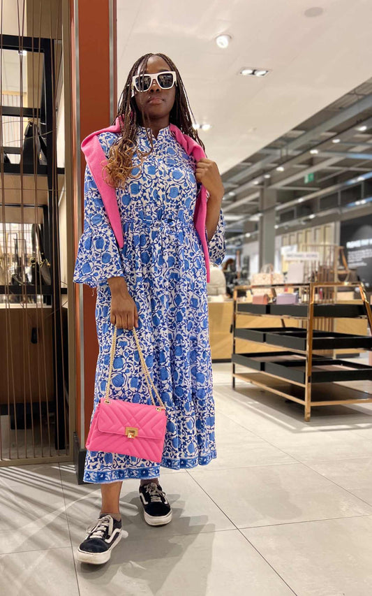Mara Cotton Bell Sleeve Maxi Dress with Pockets