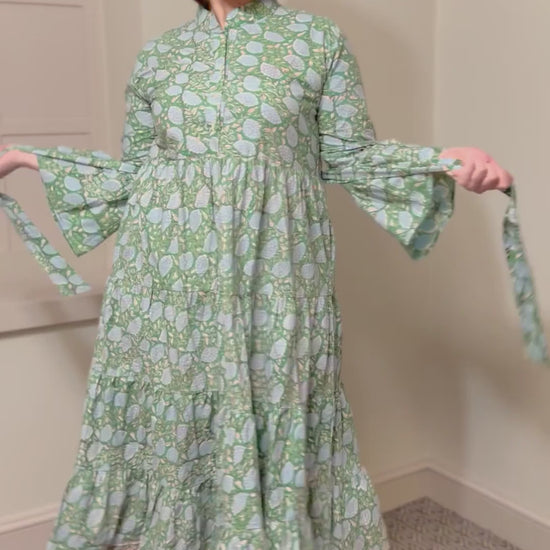 Block print cotton maxi dress dilligrey, hannahartwear ,rixo